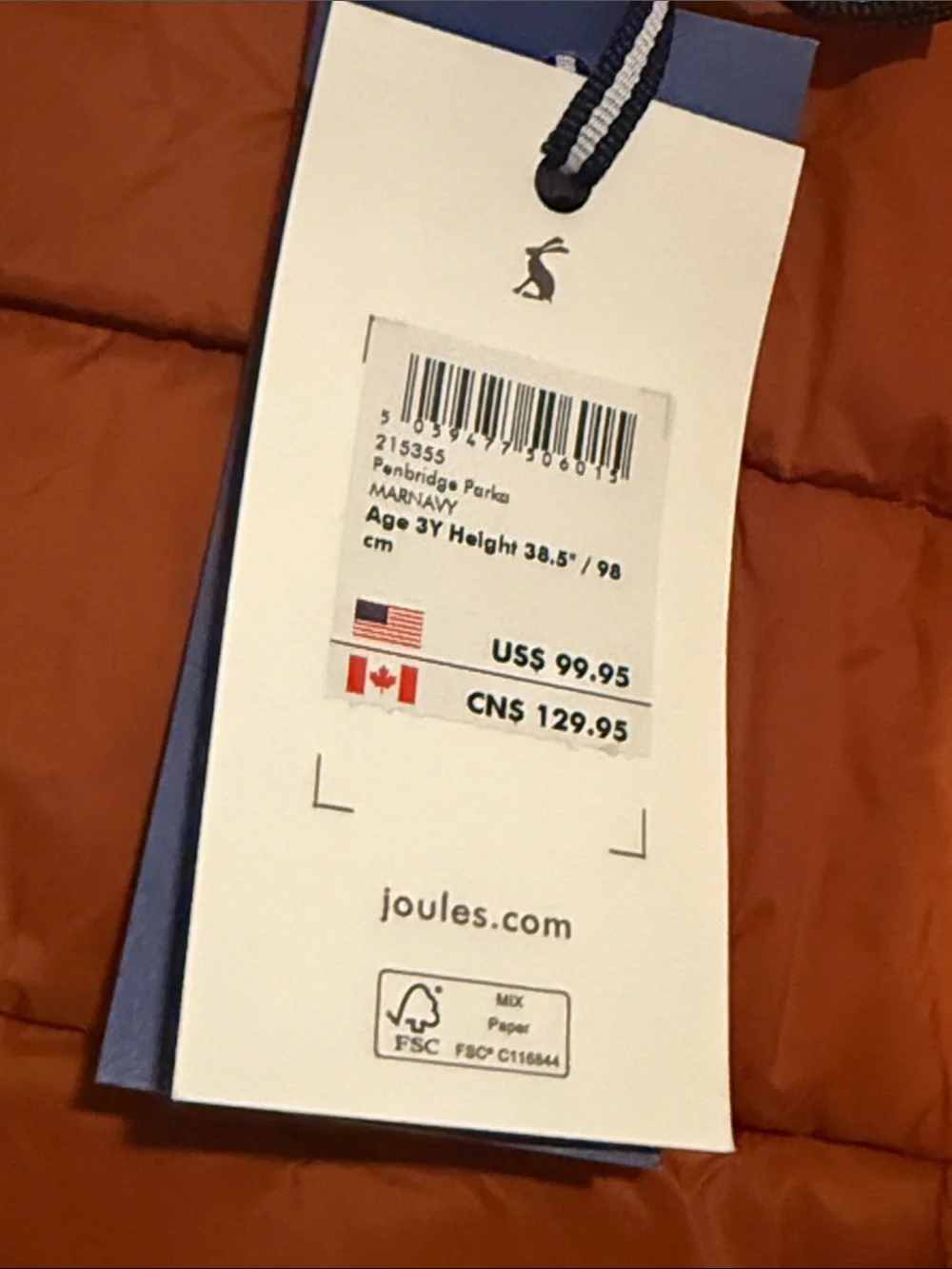 Joules Boys Penbridge Parka Jacket NWT